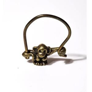 Vintage Key Chain or Lock Monkey Brass Stamped Franciso